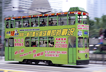 Green tram, Central, Hong Kong Island, Hong Kong, China, Asia