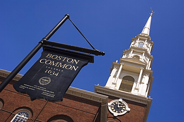 Park Street Church and Boston Common sign, Boston, Massachusetts, USA