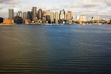 The skyline of the Financial District across Boston Harbor, Boston, Massachusetts, USA