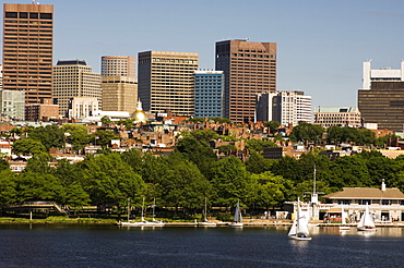 Beacon Hill and City skyline across the Charles River, Boston, Massachusetts, USA