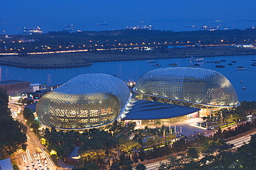 Esplanade Theatres on the Bay at dusk, Singapore, South East Asia