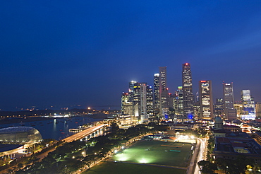 City skyline at dusk, Singapore, South East Asia