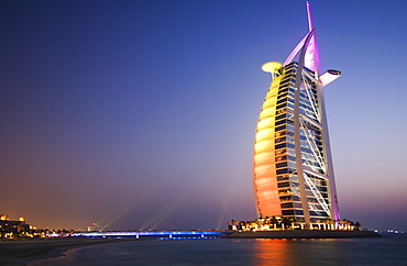 Sunset, Burj Al Arab Hotel, Dubai, United Arab Emirates, Middle East