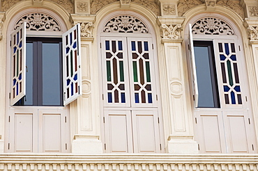 Shutters and windows in Chinatown, Singapore, Southeast Asia, Asia