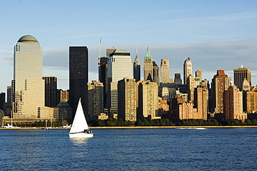 Lower Manhattan Financial District skyline across the Hudson River, New York City, New York, United States of America, North America