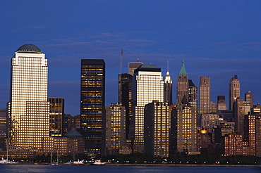 Lower Manhattan skyline across the Hudson River, New York City, New York, United States of America, North America