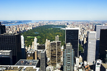 High view of Central Park and Upper Manhattan, New York City, New York, United States of America, North America