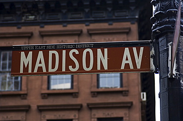 Madison Avenue street sign, Manhattan, New York City, New York, United States of America, North America