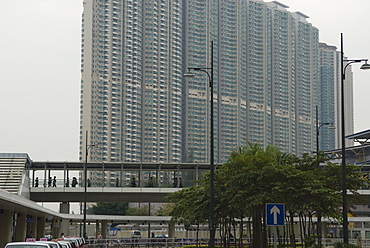 Huge residential apartment blocks in the new suburban town of Tung Chung, Lantau Island, Hong Kong, China, Asia