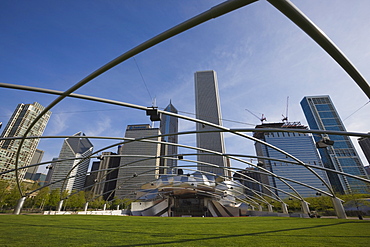 Jay Pritzker Pavilion designed by Frank Gehry, Millennium Park, Chicago, Illinois, United States of America, North America