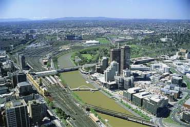 View over the city and Yarra River from the World Trade Centre, Melbourne, Victoria, Australia, Pacific