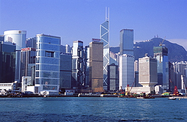 Hong Kong Island skyline from Victoria Harbour, Hong Kong, China, Asia