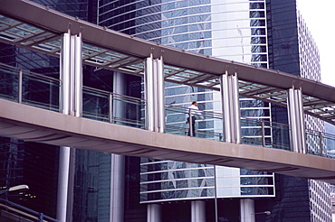 One of many aerial walkways connecting buildings in Central, Hong Kong Island, Hong Kong, China, Asia