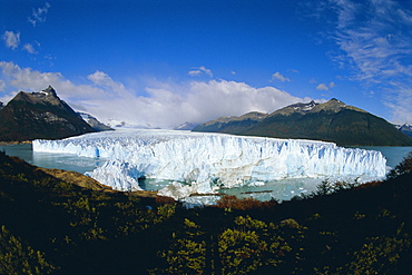 Perito Moreno glacier (25 km long, 2 km wide), has almost dammed the Tempano channel, Patagonia, Argentina, South America