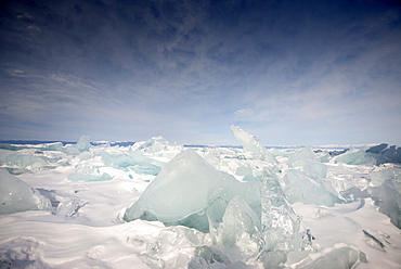 Rough ice formed at Olkhon Island as the waves freeze at the beginning of winter, Lake Baikal, Irkutsk Oblast, Siberia, Russia, Eurasia