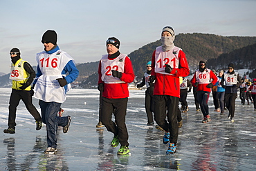 The 9th Lake Baikal Ice marathon, Lake Baikal, Irkutsk Oblast, Siberia, Russian Federation, Eurasia