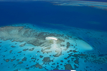 Aerial photography of coral reef formations of the Great Barrier Reef, UNESCO World Heritage Site, near Cairns, North Queensland, Australia, Pacific
