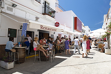 Bars and restaurants compete to win prizes for the most innovative tuna tapas during the tuna festival in Zahara de los Atunes, Cadiz area, Andalucia, Spain, Europe