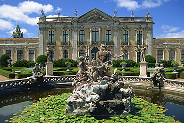 Fountain in front of the Queluz Palace in Lisbon, Portugal, Europe