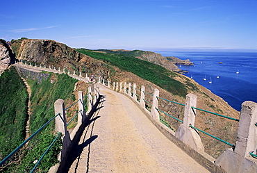 La Coupee and Dixcart Bay, Sark, Channel Islands, United Kingdom, Europe