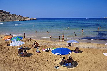 Beach at Ghajn Tuffieha Bay, Malta, Mediterranean, Europe