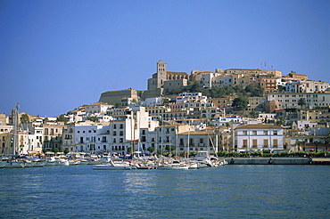 Ibiza Town skyline and harbour, Ibiza, Balearic Islands, Spain, Mediterranean, Europe