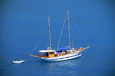 A gulet in blue sea off Turkey, Asia Minor, Eurasia