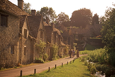 Houses dating from the 14th century, Arlington Row, Bibury, Gloucestershire, The Cotswolds, England, United Kingdom, Europe