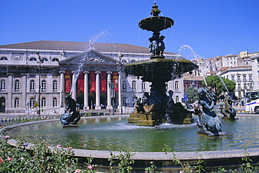 National Theatre, Rossio Square, Lisbon, Portugal, Europe