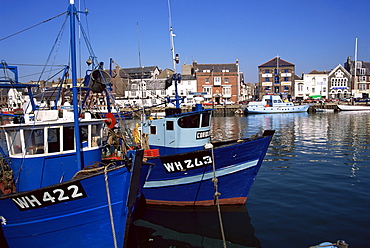 Boats in harbour, Weymouth, Dorset, England, United Kingdom