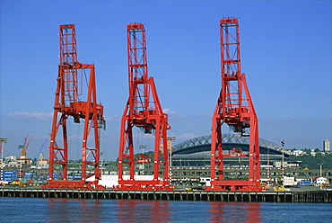 Dockside cranes, Seattle, Washington state, United States of America, North America