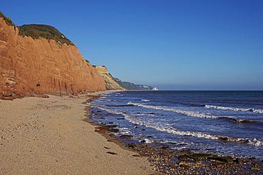 Sidmouth Beach looking towards Beer Head, Devon, England, United Kingdom, Europe