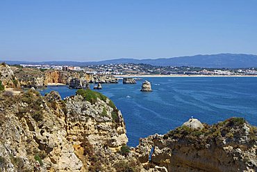 Cliffs near Praia Dona Ana, Lagos, Algarve, Portugal, Europe