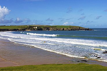 Surfers, Harlyn Bay, Cornwall, England, United Kingdom, Europe