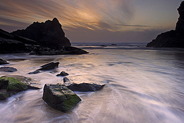 Evening, Bedruthan Steps, Cornwall, England, United Kingdom, Europe