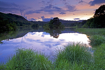 Sunset, Rydal Water, Lake District National Park, Cumbria, England, United Kingdom, Europe