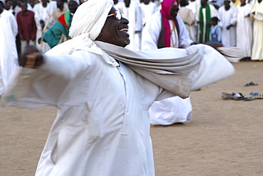 Whirling dervishes, dancer in trance at Sufi ceremony, Omdurman, Sudan, Africa