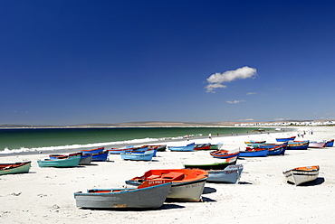 Beach and fishing boats, Paternoster, Western Cape, South Africa, Africa