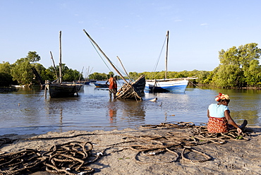 Dhows, harbour near Ibo Island, Mozambique, Africa