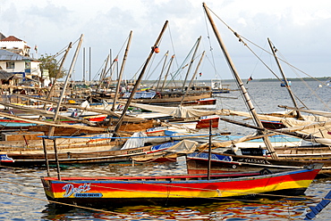 Dhows on quayside, Old Town, Lamu island, UNESCO World Heritage Site, Kenya, East Africa, Africa