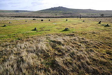 Bronze Age stone circle, Merrivale, Dartmoor, Devon, England, United Kingdom, Europe