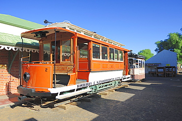 Old tram in Kimberley diamond town, Kimberley, South Africa, Africa