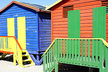 Colourful beach huts, Muizenberg, Cape Province, South Africa, Africa