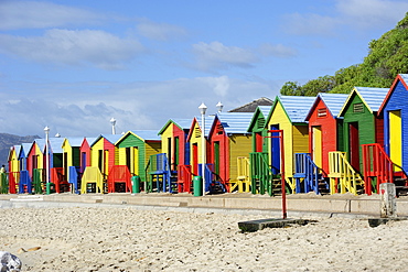 Colourful beach huts, St. James Bay, Cape Province, South Africa, Africa