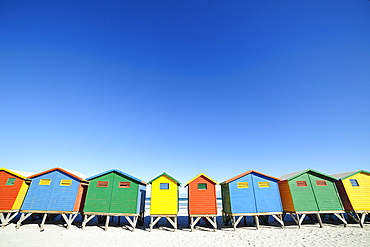 Colourful beach huts, Muizenberg, Cape Province, South Africa, Africa