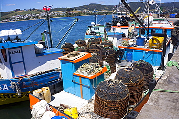 Tthe fishing harbour of Ancud, Island of Chiloe, Chile, South America