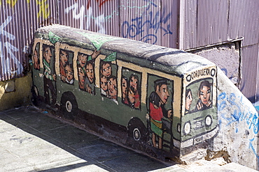 Wonderful graffiti, Valparaiso, UNESCO World Heritage Site, Chile, South America