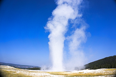 Old Faithful geyser blowing, Yellowstone National Park, UNESCO World Heritage Site, Wyoming, United States of America, North America