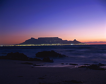 Table Mountain at dusk, Cape Town, South Africa, Africa