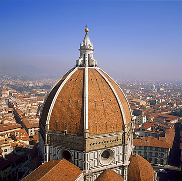 The dome of the Duomo Santa Maria del Fiore, overlooking Florence, Tuscany, Italy 